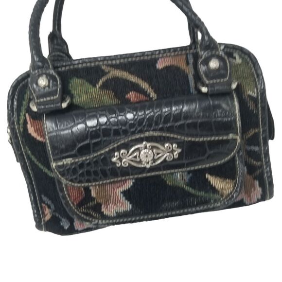 Tapestry Fabric Small Handbag. Beautiful floral silver hardware. - Picture 1 of 16